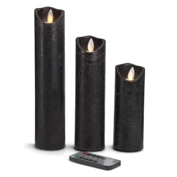 LED-ljus - 3 st. - 15/20/25 cm - med 3D-låga - (flera färger)