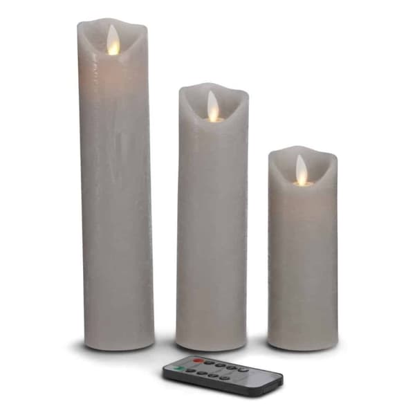 LED-ljus - 3 st. - 15/20/25 cm - med 3D-låga - (flera färger)