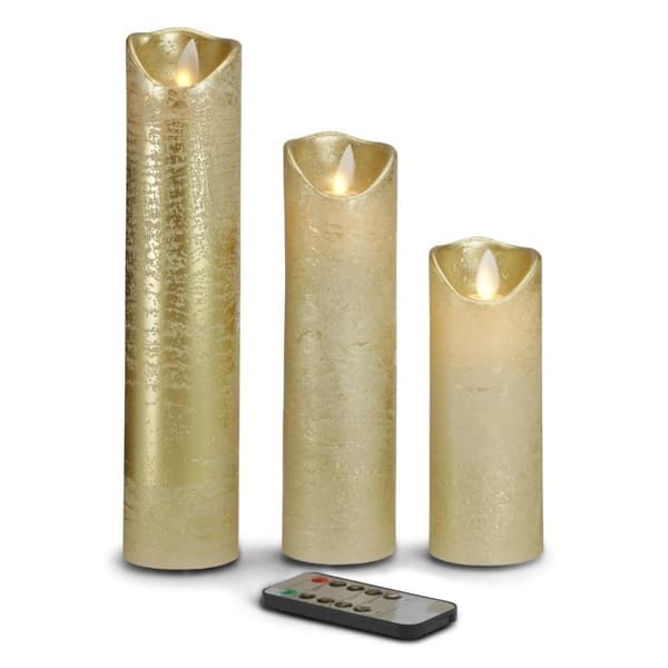 LED-ljus - 3 st. - 15/20/25 cm - med 3D-låga - (flera färger)