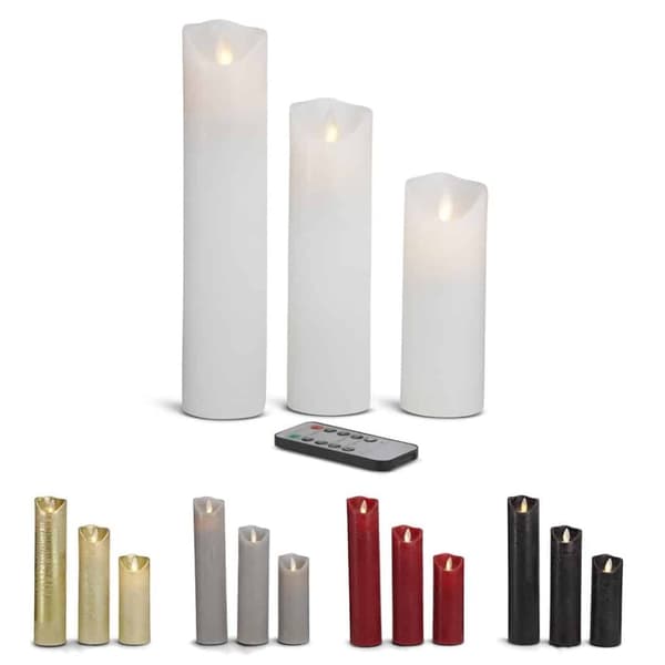 LED-ljus - 3 st. - 15/20/25 cm - med 3D-låga - (flera färger) Svart