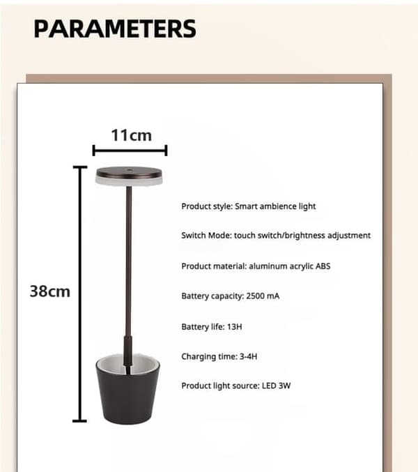 OBOSOE Bordlampe Trådløs / LED Lys / Skrivebordslampe