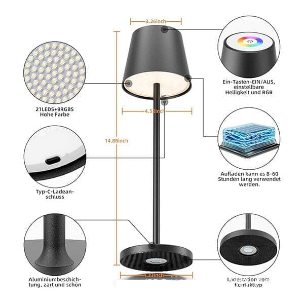 OBOSOE IP54 vandtæt bordlampe trådløs / LED lys / skrivebordslampe