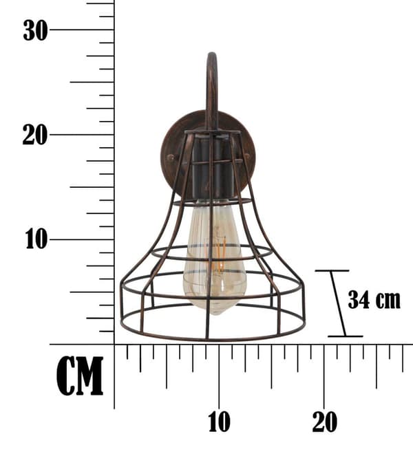 FURNLUX VÄGGLAMPA INDUSTRI SVART 34CM
