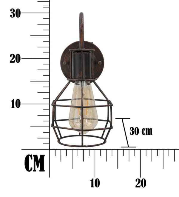 FURNLUX VÄGGLAMPA INDUSTRI SVART 32CM