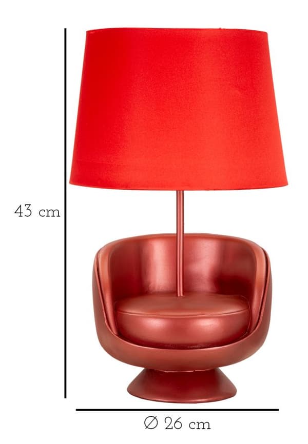 FURNLUX BORDLAMPE MIDCENTURY RØD 26CM