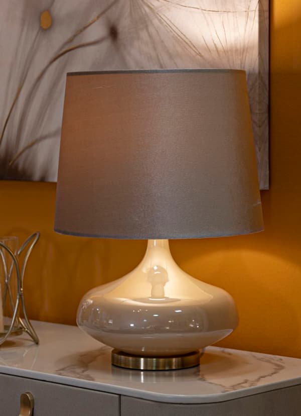 FURNLUX BORDSLAMPA PERLY BEIGE 35CM