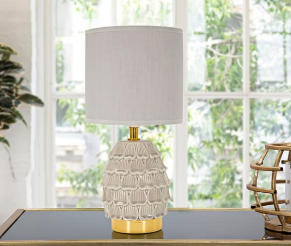 FURNLUX BORDSLAMPA PINY BEIGE 15CM