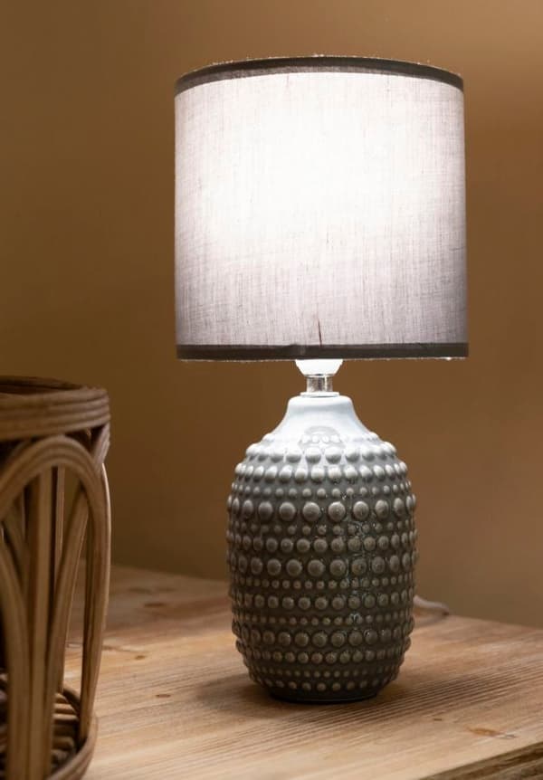 FURNLUX BORDSLAMPA PUNKTER GRÅ 15CM