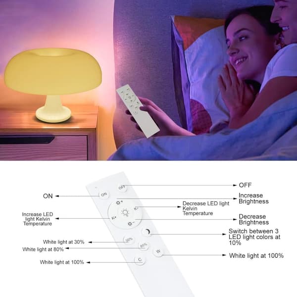OBOSOE Orange Svampelampe – Dæmpbar Bordlampe med Retro Design til Soveværelse & Stue