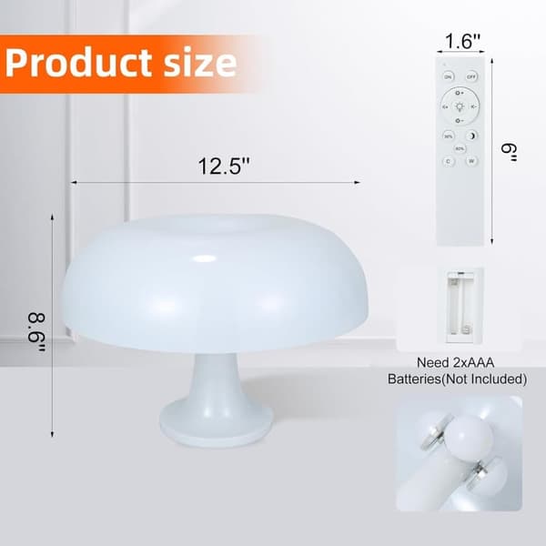 OBOSOE Orange Svampelampe – Dæmpbar Bordlampe med Retro Design til Soveværelse & Stue