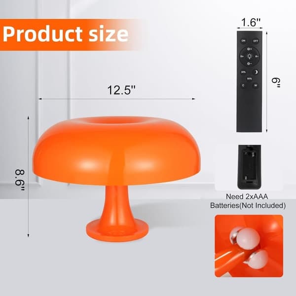 OBOSOE Orange Svampelampe – Dæmpbar Bordlampe med Retro Design til Soveværelse & Stue