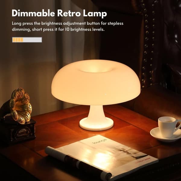OBOSOE Orange Svampelampe – Dæmpbar Bordlampe med Retro Design til Soveværelse & Stue
