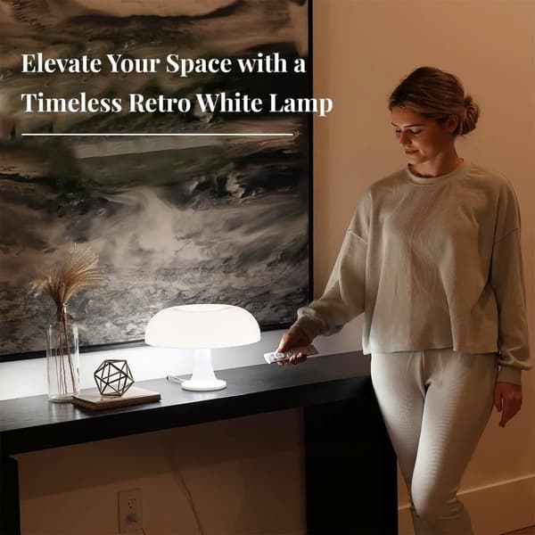 OBOSOE Orange Svampelampe – Dæmpbar Bordlampe med Retro Design til Soveværelse & Stue