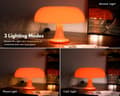 Miniatyrbillede 4 af 9: OBOSOE Orange Svampelampe – Dæmpbar Bordlampe med Retro Design til Soveværelse & Stue