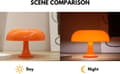 Miniatyrbillede 5 af 9: OBOSOE Orange Svampelampe – Dæmpbar Bordlampe med Retro Design til Soveværelse & Stue