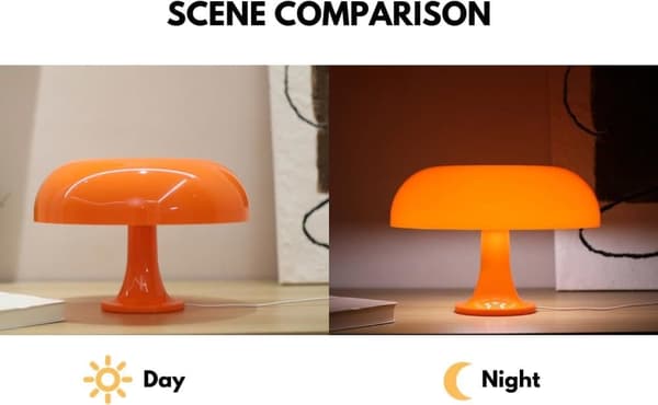 OBOSOE Orange Svampelampe – Dæmpbar Bordlampe med Retro Design til Soveværelse & Stue
