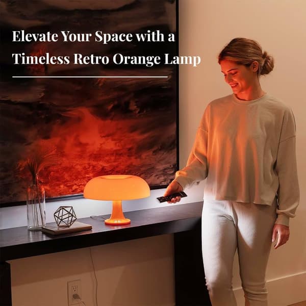 OBOSOE Orange Svampelampe – Dæmpbar Bordlampe med Retro Design til Soveværelse & Stue