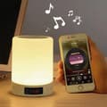 Miniatyrbillede 5 af 6: OBOSOE bordlampe bluetooth-højttaler – rgb natlys / skrivebordslampe med vækkeur, FM-radio og berøringskontrol, 7 farver, dæmpbar