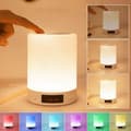 Miniatyrbillede 1 af 6: OBOSOE bordlampe bluetooth-højttaler – rgb natlys / skrivebordslampe med vækkeur, FM-radio og berøringskontrol, 7 farver, dæmpbar