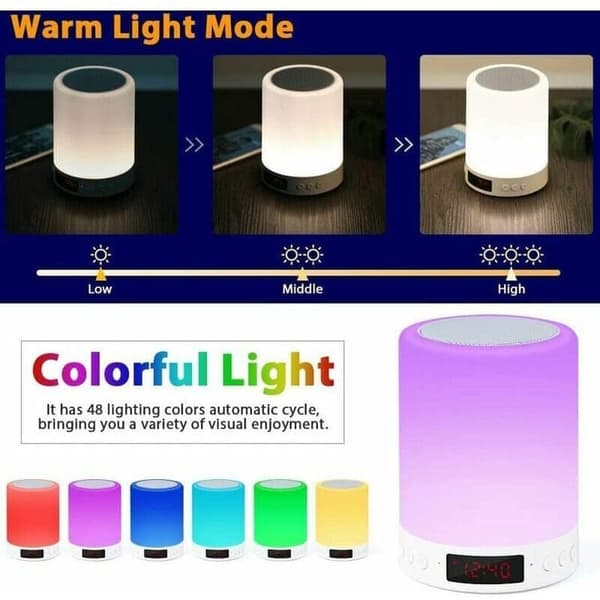 OBOSOE Bluetooth pöytävalaisin / pöytävalaisin herätyskellolla, RGB-yövalolla ja FM-radiolla makuuhuoneeseen