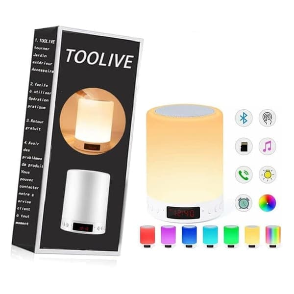 OBOSOE Bluetooth pöytävalaisin / pöytävalaisin herätyskellolla, RGB-yövalolla ja FM-radiolla makuuhuoneeseen