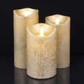 Miniatyrbild 3 av 11: LED blockljus - rustikt - 3 st. - 10/12,5/15 cm - med 3D-låga - (flera färger)