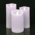 Miniatyrbild 6 av 11: LED blockljus - rustikt - 3 st. - 10/12,5/15 cm - med 3D-låga - (flera färger)