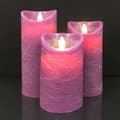 Miniatyrbild 7 av 11: LED blockljus - rustikt - 3 st. - 10/12,5/15 cm - med 3D-låga - (flera färger)