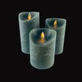 Miniatyrbild 9 av 11: LED blockljus - rustikt - 3 st. - 10/12,5/15 cm - med 3D-låga - (flera färger)