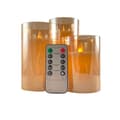 Miniatyrbild 9 av 10: LED-ljus i glas - 3 st. - 12/15/17 cm - med 3D-låga - (flera färger)