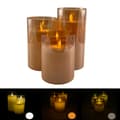 Miniatyrbild 1 av 10: LED-ljus i glas - 3 st. - 12/15/17 cm - med 3D-låga - (flera färger)