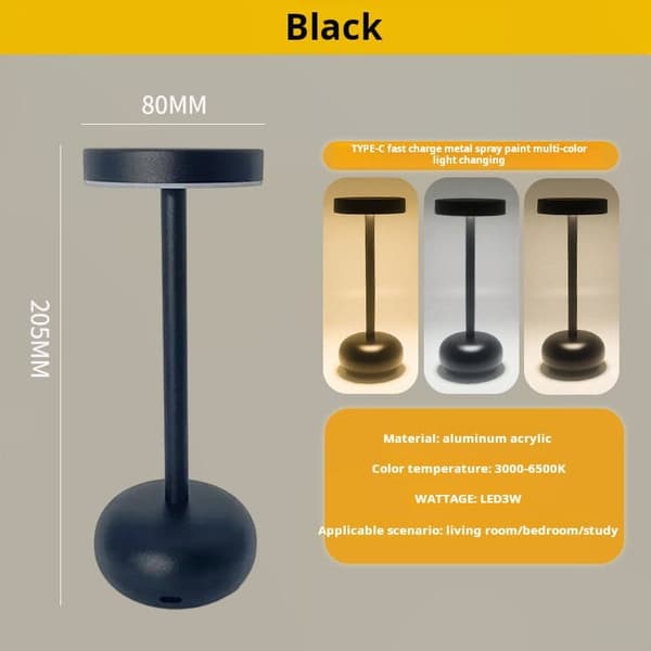 OBOSOE Bordlampe Trådløs / Skrivebordslampe - LED Lampe, Dæmpbar LED Genopladelig Bordlampe til indendørs/udendørs brug