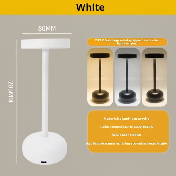 OBOSOE Bordlampe Trådløs / Skrivebordslampe - LED Lampe, Dæmpbar LED Genopladelig Bordlampe til indendørs/udendørs brug