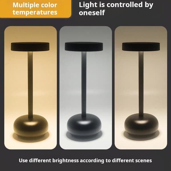 OBOSOE Bordlampe Trådløs / Skrivebordslampe - LED Lampe, Dæmpbar LED Genopladelig Bordlampe til indendørs/udendørs brug