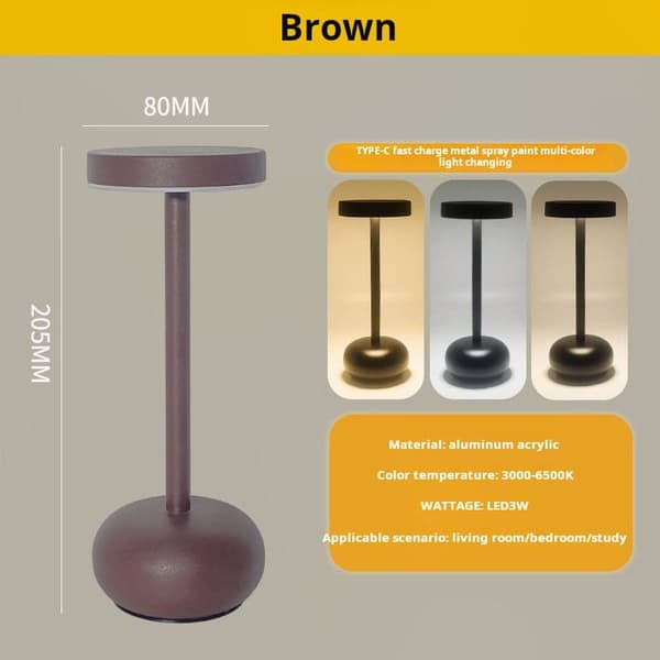 OBOSOE Bordlampe Trådløs / Skrivebordslampe - LED Lampe, Dæmpbar LED Genopladelig Bordlampe til indendørs/udendørs brug