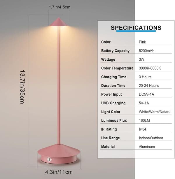 OBOSOE Bordlampe / Skrivebordslampe - Trådløs LED Lampe