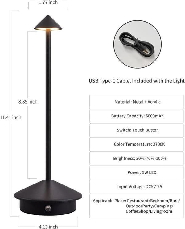 OBOSOE Bordlampe / Skrivebordslampe - Trådløs LED Lampe