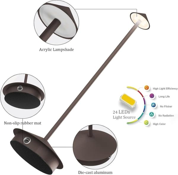 OBOSOE 2-pak Bordlampe / Skrivebordslampe - Trådløs LED Lampe