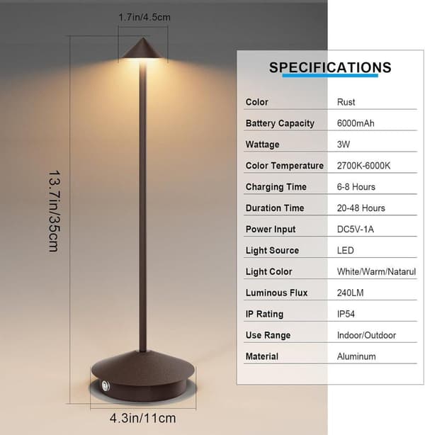 OBOSOE 2-pak Bordlampe / Skrivebordslampe - Trådløs LED Lampe