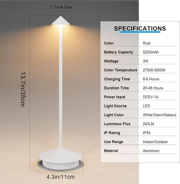 OBOSOE 2-pak Bordlampe / Skrivebordslampe - Trådløs LED Lampe