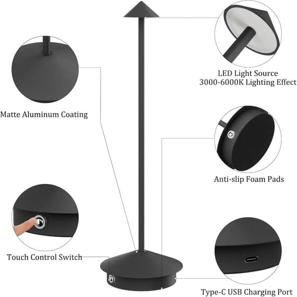 OBOSOE 2-pak Bordlampe / Skrivebordslampe - Trådløs LED Lampe