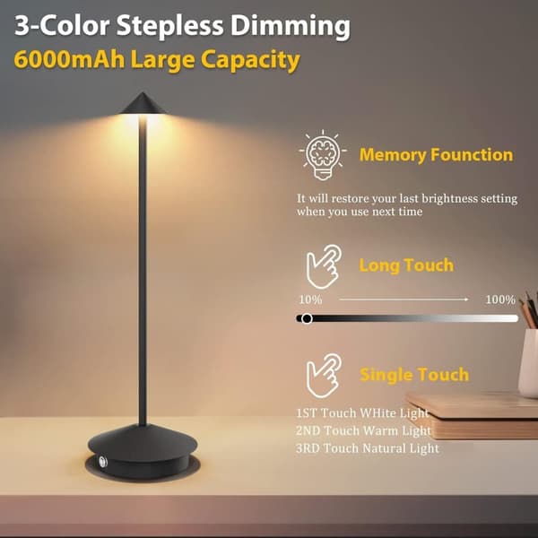 OBOSOE 2-pak Bordlampe / Skrivebordslampe - Trådløs LED Lampe