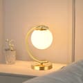 Miniatyrbillede 8 af 8: OBOSOE Bordlampe i måneform, opalglas & E27 montering, skrivebordslampe til soveværelse og kontor