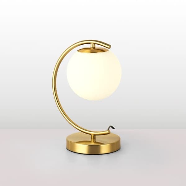OBOSOE Bordlampe i måneform, opalglas & E27 montering, skrivebordslampe til soveværelse og kontor