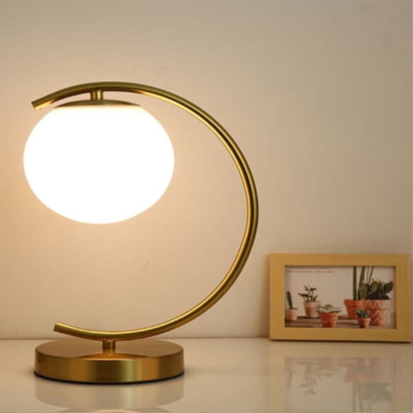 OBOSOE Bordlampe i måneform, opalglas & E27 montering, skrivebordslampe til soveværelse og kontor Tre färgtemperaturer