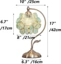 Miniatyrbillede 5 af 9: OBOSOE Tiffany Style Bordlampe med Glasblomster og Messing Base – Elegant Skrivebordslampe
