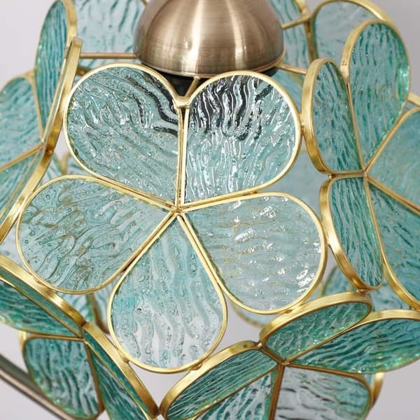 OBOSOE Tiffany Style Bordlampe med Glasblomster og Messing Base – Elegant Skrivebordslampe