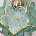 Miniatyrbillede 6 af 9: OBOSOE Tiffany Style Bordlampe med Glasblomster og Messing Base – Elegant Skrivebordslampe