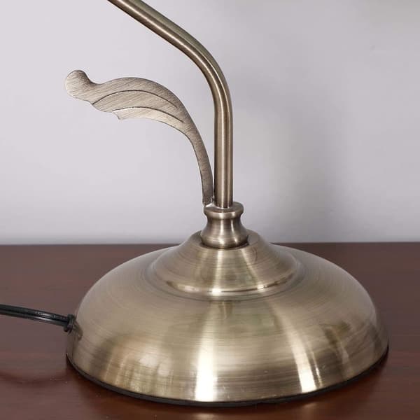 OBOSOE Tiffany Style Bordlampe med Glasblomster og Messing Base – Elegant Skrivebordslampe