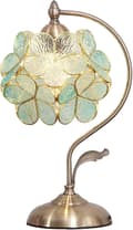 Miniatyrbillede 2 af 9: OBOSOE Tiffany Style Bordlampe med Glasblomster og Messing Base – Elegant Skrivebordslampe